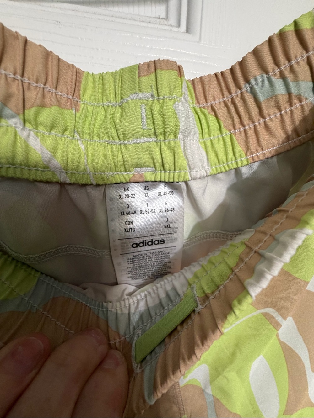 adidas Lime Green & Tan Floral Athletic Running Shorts - Picture 2 of 4